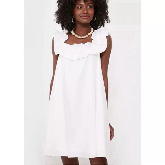 Tuckernuck Hyacinth House White Maria A-Line Mini Dress Cotton Ruffle Size Small - Picture 1 of 9